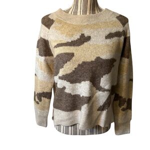 Workshop Republic Clothing Sweater Small Camouflage Cream Beige and Brown Cozy